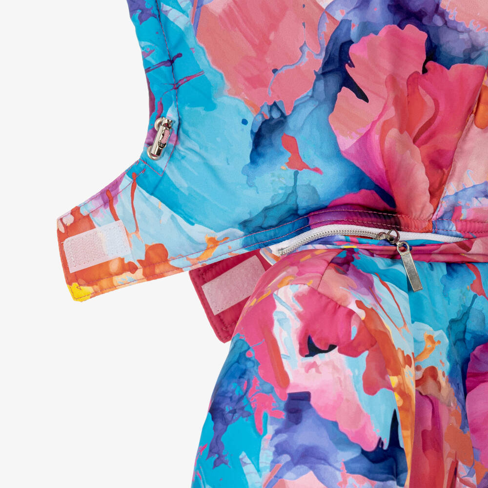 Pilguni-Girls Pink & Blue Abstract Print Ski Jacket | Childrensalon
