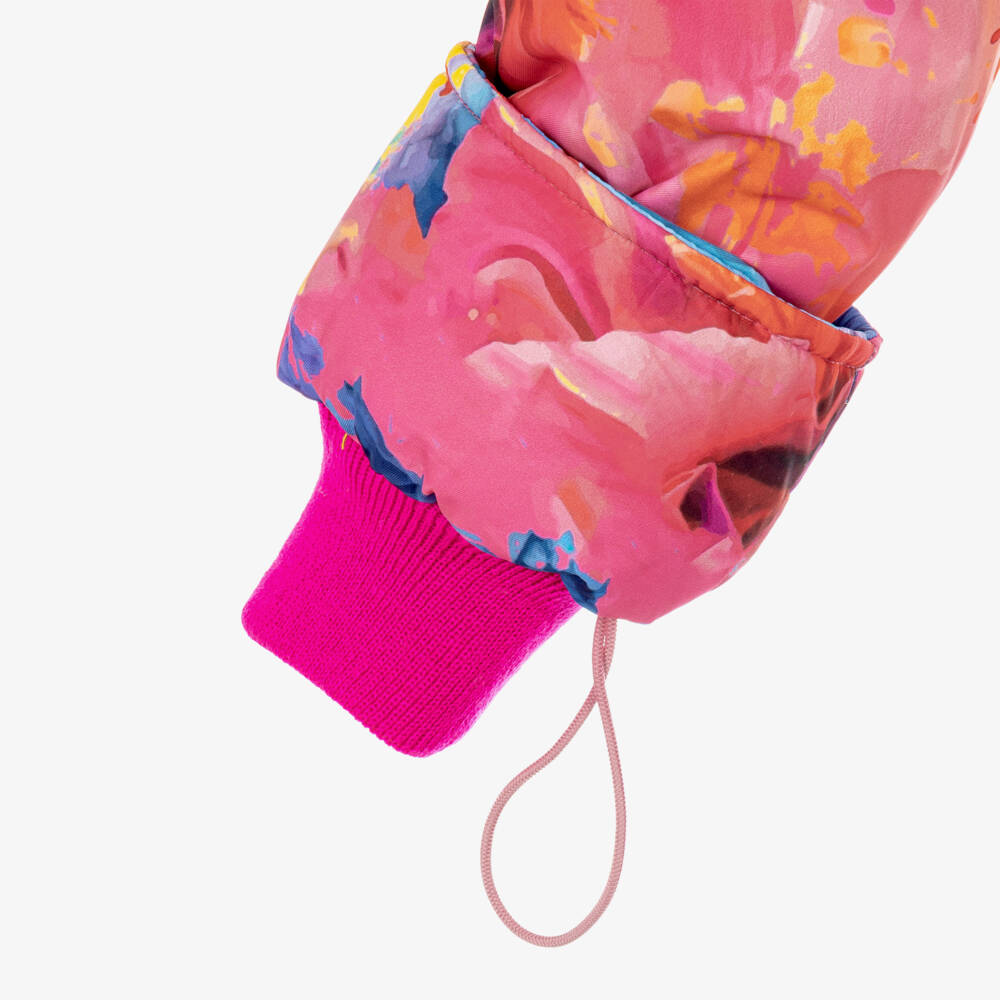 Pilguni-Girls Pink & Blue Abstract Print Ski Jacket | Childrensalon
