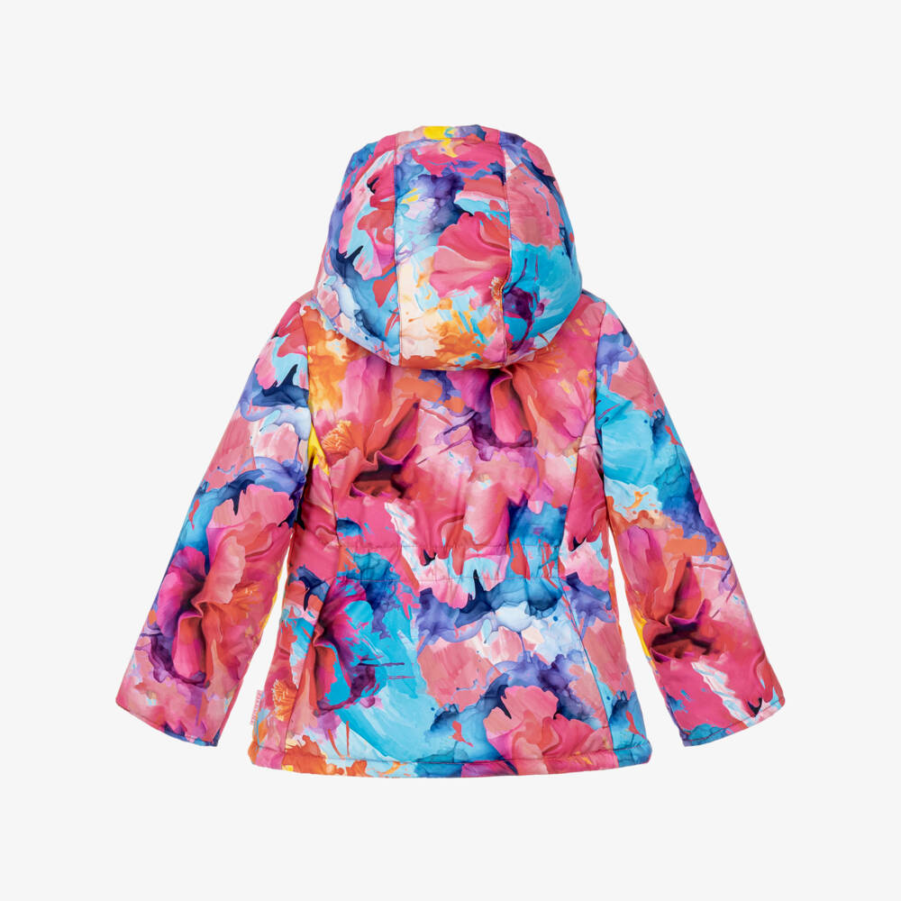 Pilguni-Girls Pink & Blue Abstract Print Ski Jacket | Childrensalon