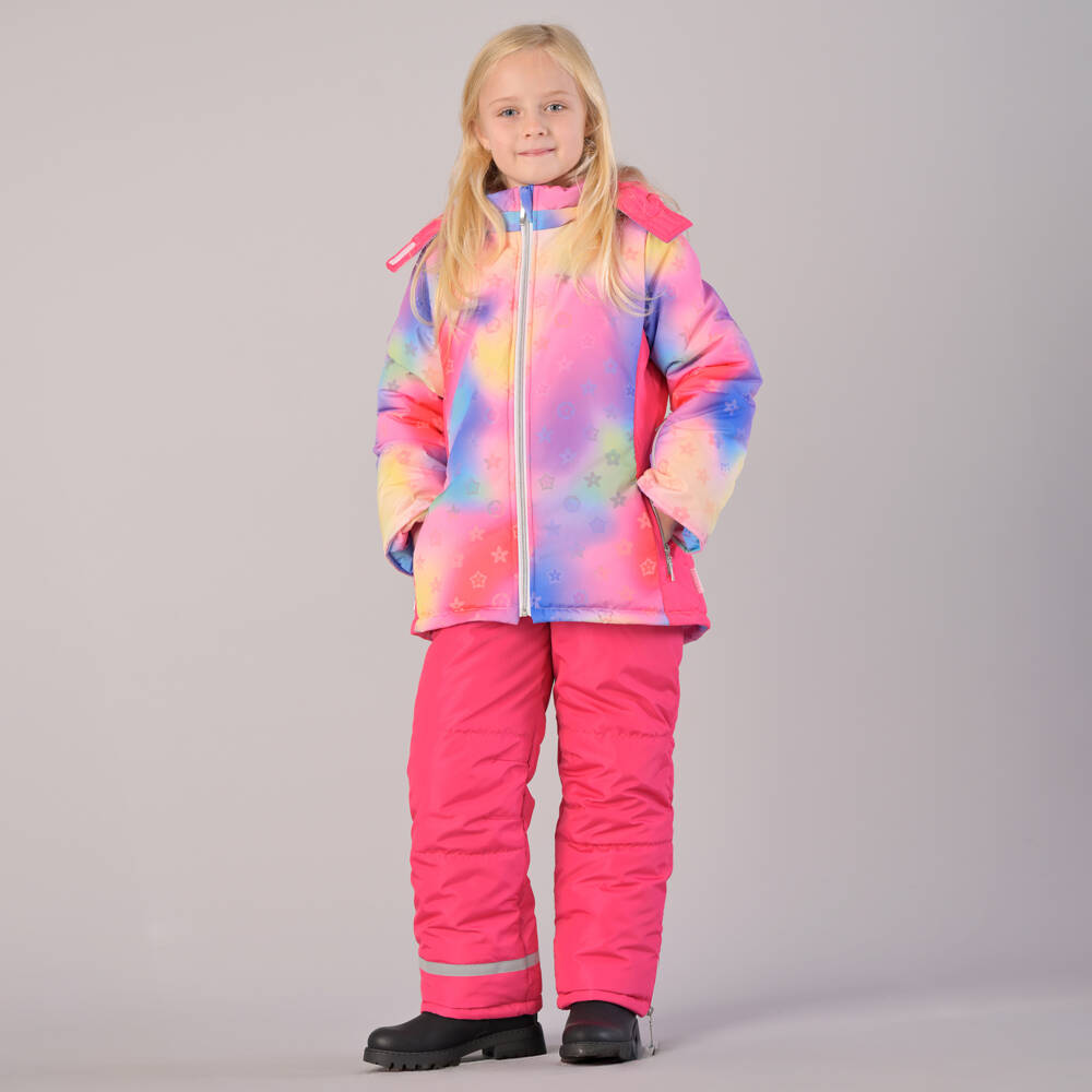 Pilguni-Girls Pink Tie-Dye Technical Ski Jacket | Childrensalon