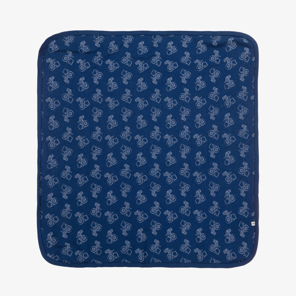 Pippi-Blue Cotton Tractor & Rocket Print Blankets (2 Pack) | Childrensalon