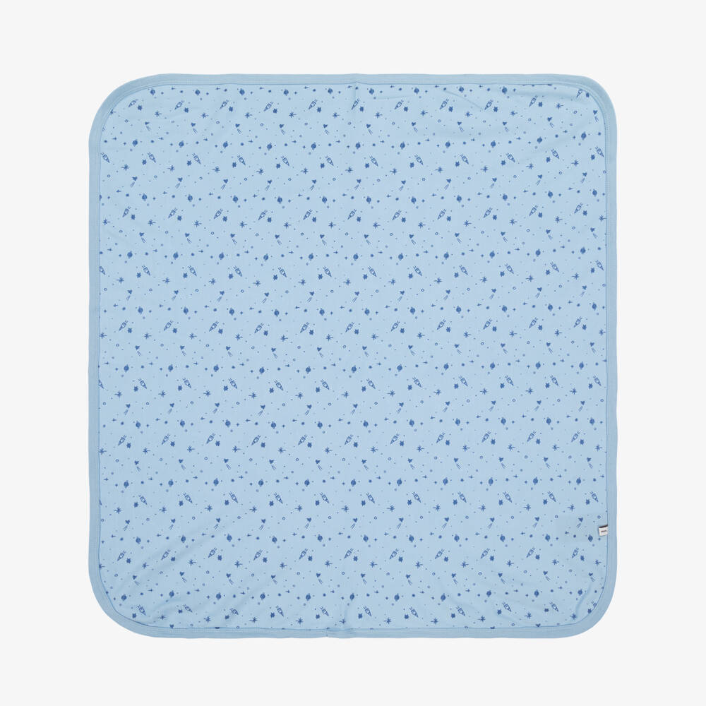 Pippi-Blue Cotton Tractor & Rocket Print Blankets (2 Pack) | Childrensalon