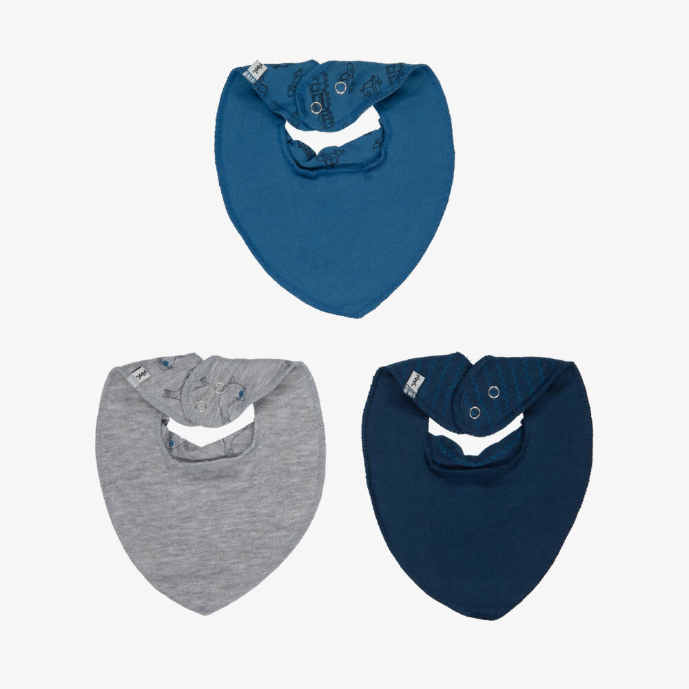 Pippi-Blue Organic Cotton Bandana Bibs (3 Pack) | Childrensalon