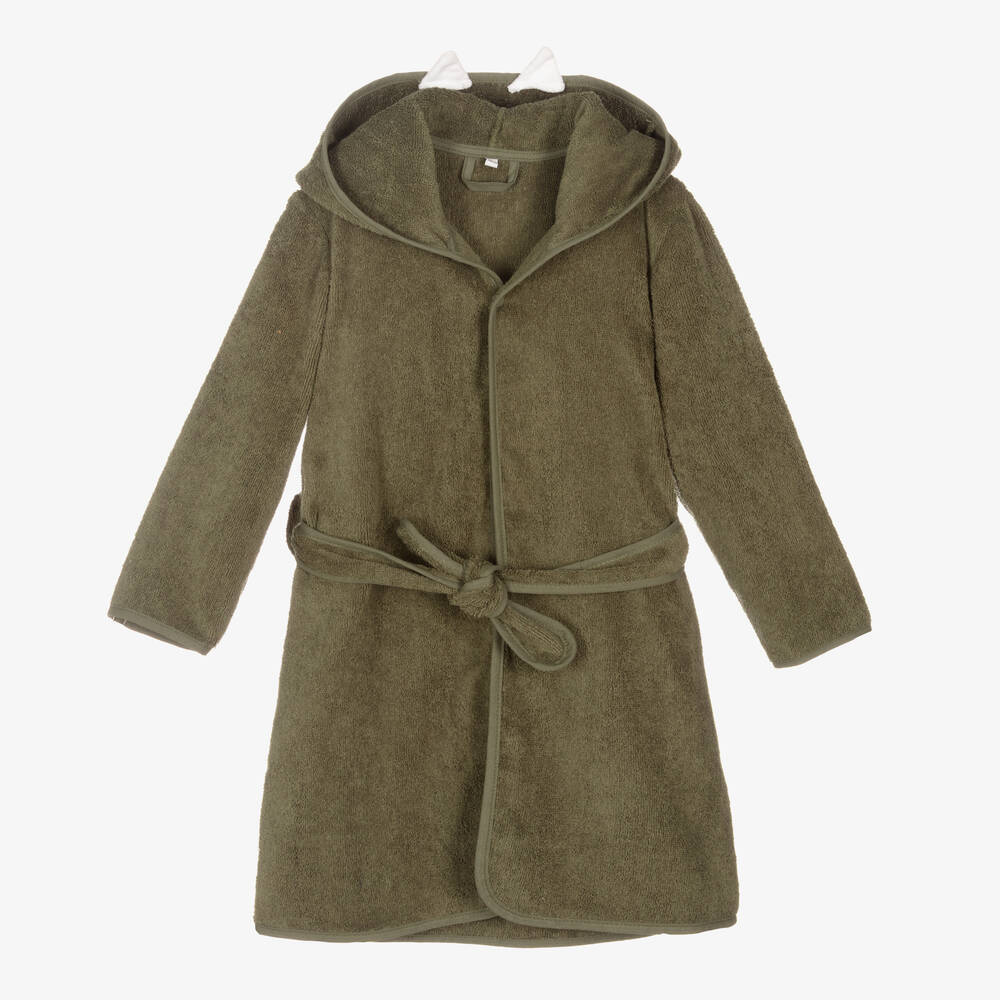 Pippi-Green Organic Cotton Towelling Bathrobe | Childrensalon