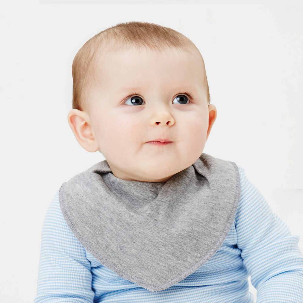Pippi-Grey Organic Cotton Bandana Baby Bib | Childrensalon