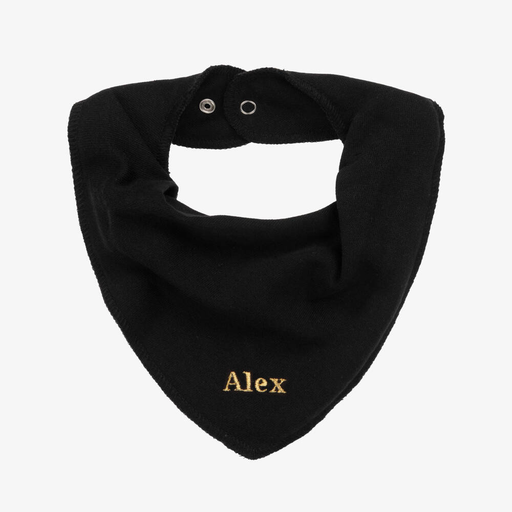 Pippi-Personalised Black Bandana Baby Bib | Childrensalon