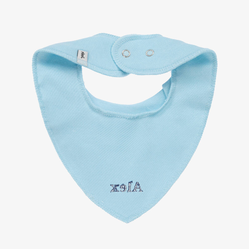 Pippi-Personalised Blue Bandana Baby Bib | Childrensalon