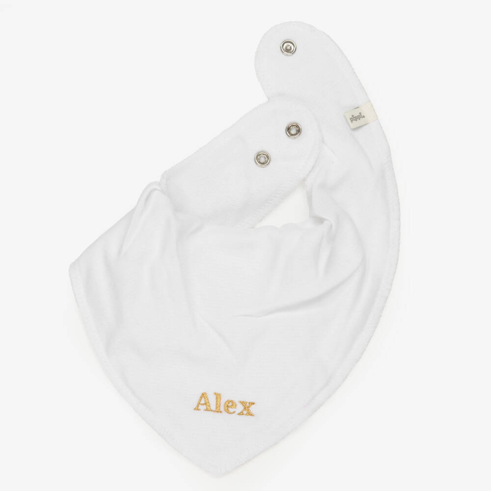Pippi-Personalised White Bandana Baby Bib | Childrensalon