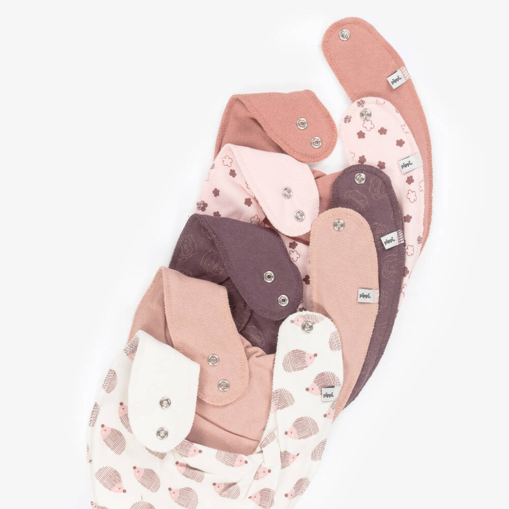 Pippi-Pink Organic Cotton Baby Bandana Bibs (5 Pack) | Childrensalon