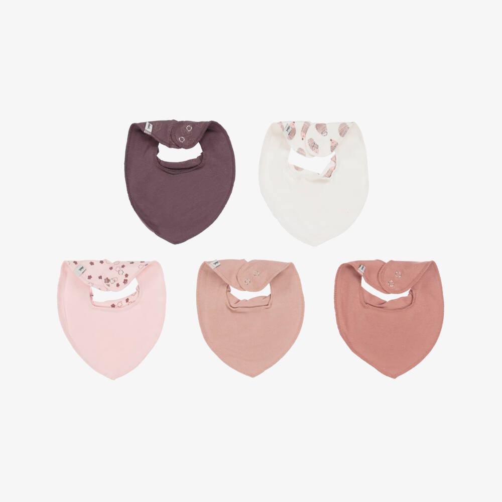 Pippi-Pink Organic Cotton Baby Bandana Bibs (5 Pack) | Childrensalon