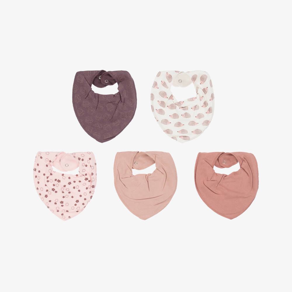 Pippi-Pink Organic Cotton Baby Bandana Bibs (5 Pack) | Childrensalon