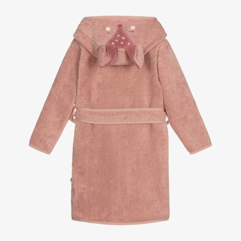 Pippi-Pink Organic Cotton Towelling Bathrobe | Childrensalon