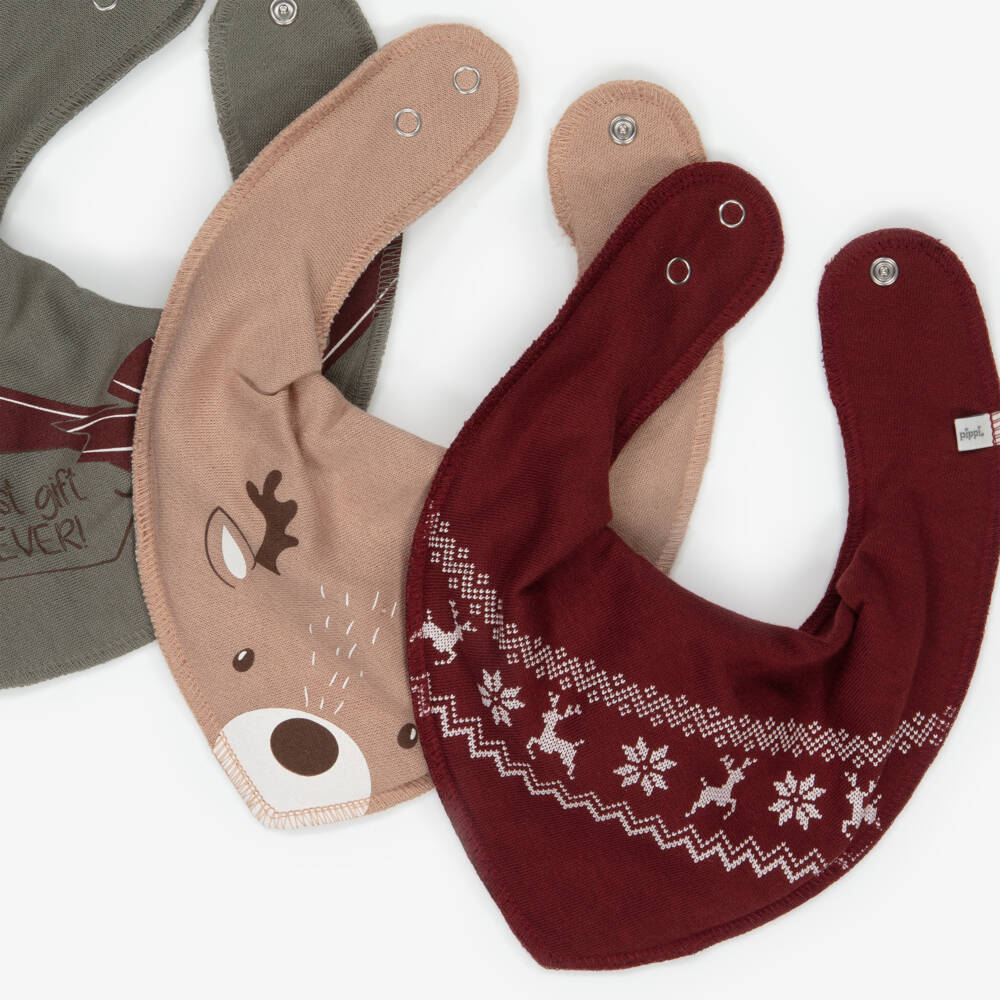 Pippi-مريلة قطن للكريسمس لون أخضر وأحمر (3 قطع) | Childrensalon