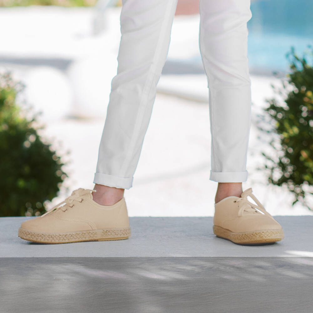 Pisamonas-Эспадрильи бежевые из канваса на шнуровке | Childrensalon