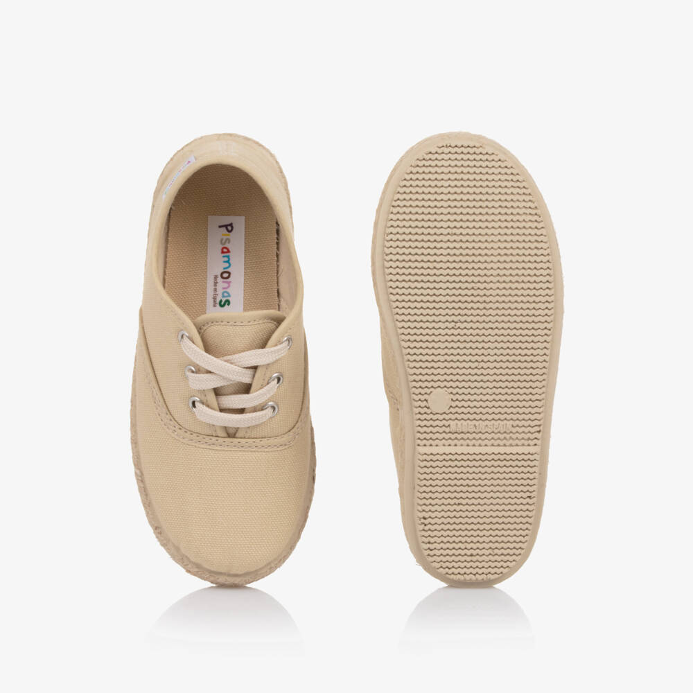 Pisamonas-Эспадрильи бежевые из канваса на шнуровке | Childrensalon