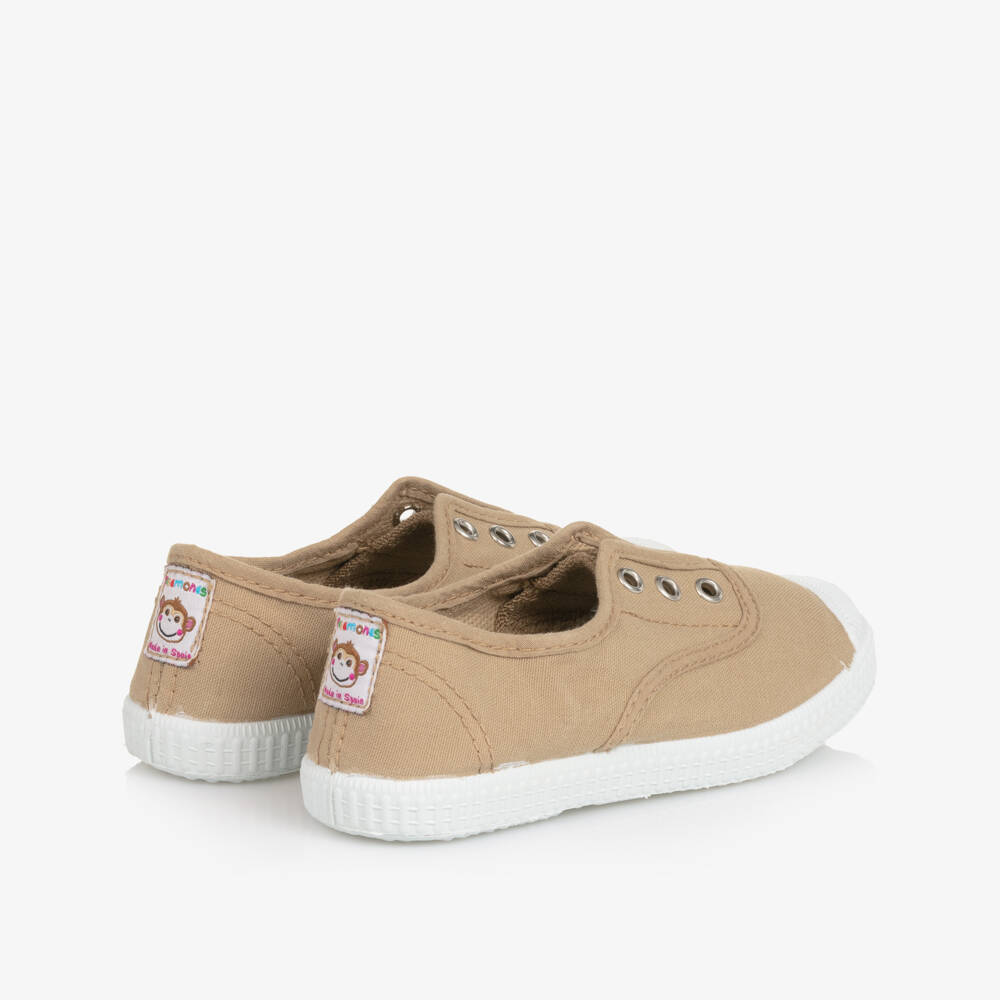 Pisamonas-Beige Slip-On Canvas Trainers | Childrensalon