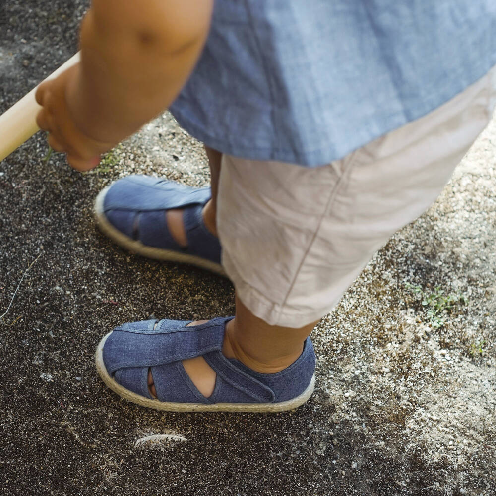 Pisamonas-Blue Canvas T-Bar Shoes | Childrensalon