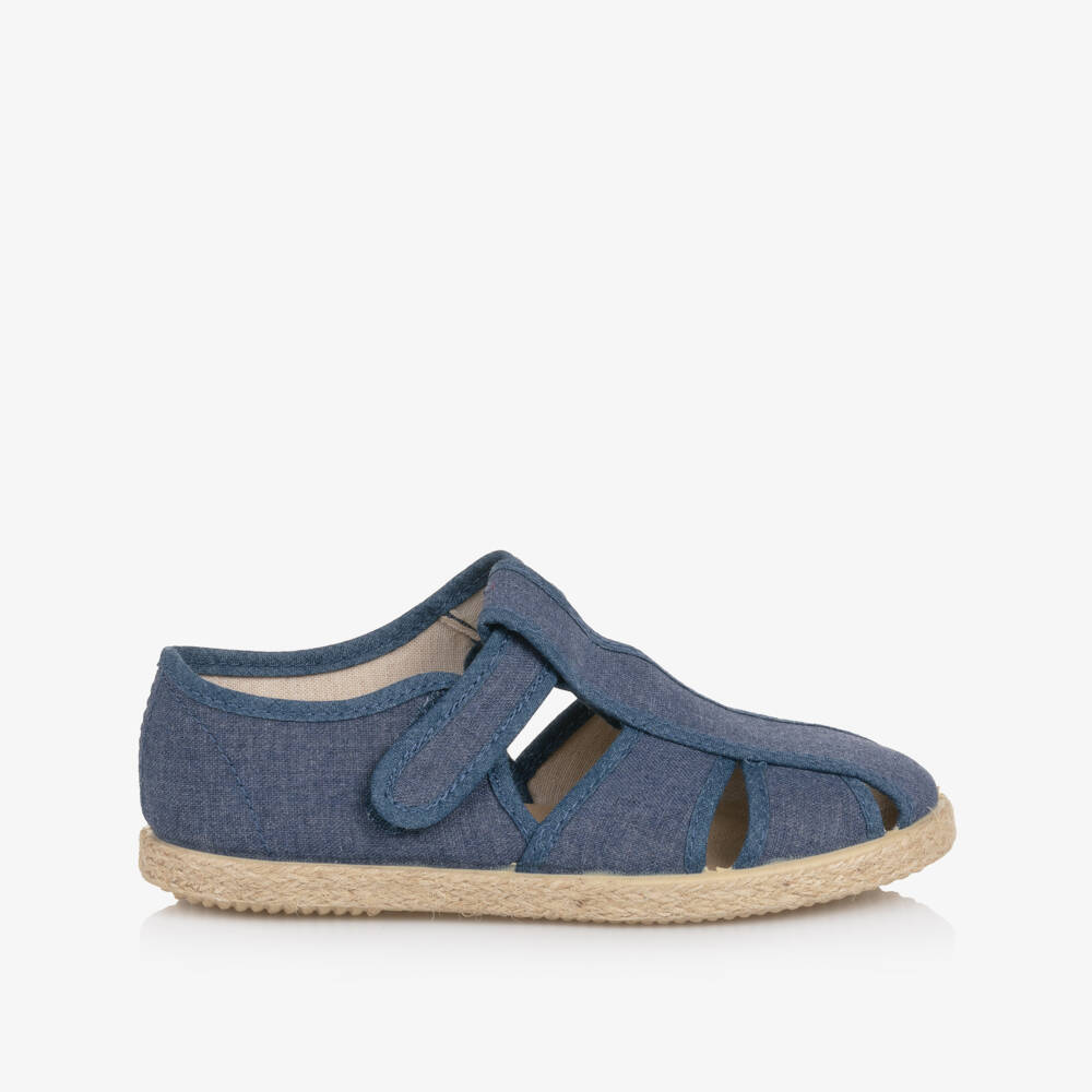 Pisamonas-Blue Canvas T-Bar Shoes | Childrensalon