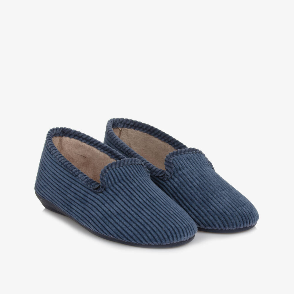 Pisamonas-Blue Corduroy Slippers | Childrensalon