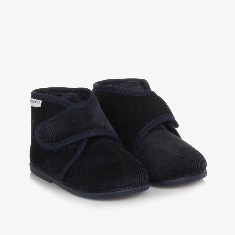 Pisamonas-Boys Blue Corduroy Slippers | Childrensalon