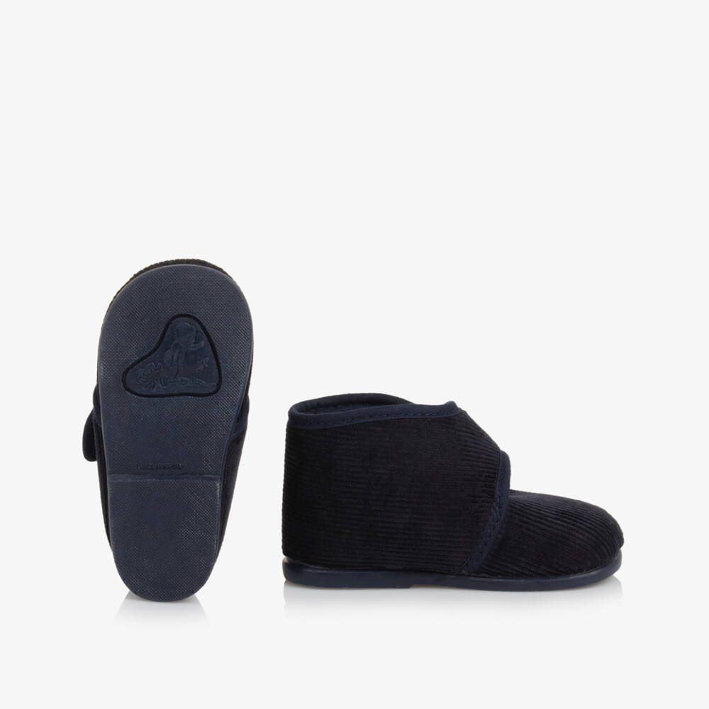 Pisamonas-Boys Blue Corduroy Slippers | Childrensalon
