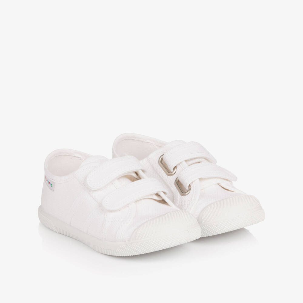 Pisamonas-حذاء رياضي بشريط لاصق كانفاس لون أبيض للأولاد | Childrensalon