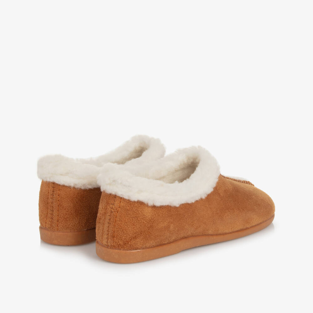 Pisamonas-حذاء سليبر جلد غنم صناعي لون بني | Childrensalon