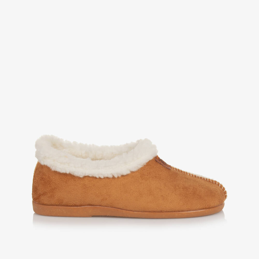 Pisamonas-حذاء سليبر جلد غنم صناعي لون بني | Childrensalon