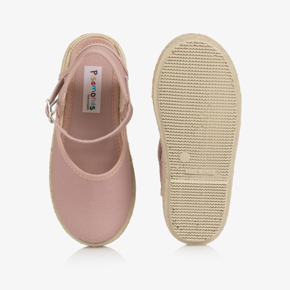 Pisamonas-Girls Pale Pink Espadrille-Style Sandals | Childrensalon