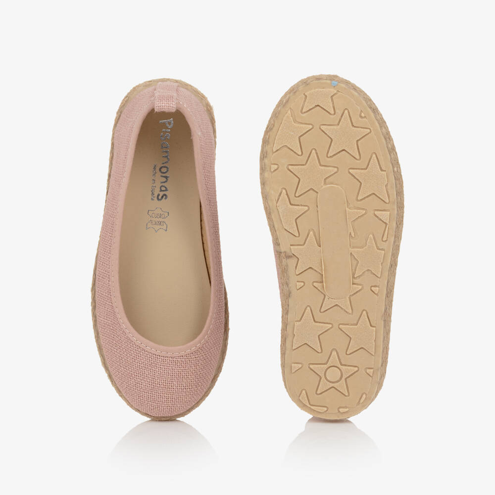 Pisamonas-Girls Pink Canvas Shoes with Ribbon Ties | Childrensalon