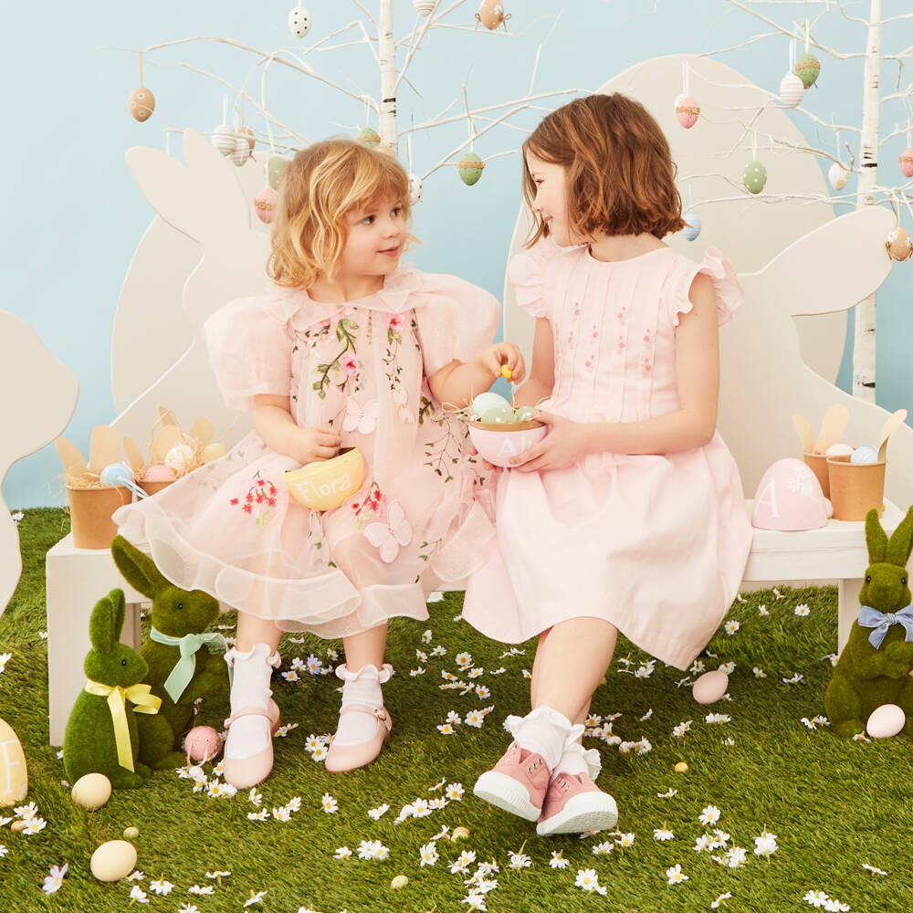 Pisamonas-Girls Pink Canvas Slip-On Trainers | Childrensalon