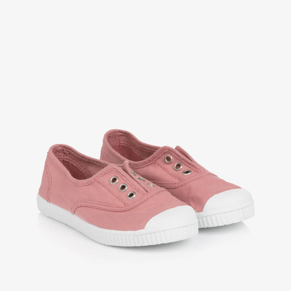 Pisamonas-حذاء رياضي سهل الارتداء كانفاس لون زهري للبنات | Childrensalon