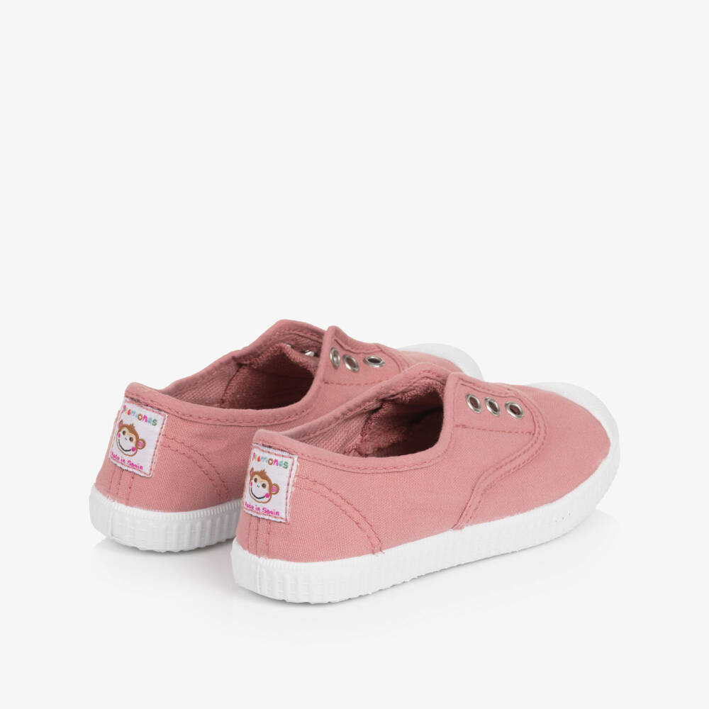 Pisamonas-حذاء رياضي سهل الارتداء كانفاس لون زهري للبنات | Childrensalon