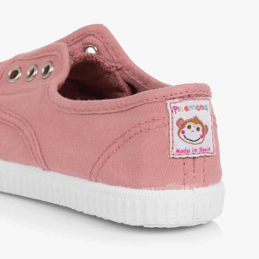 Pisamonas-حذاء رياضي سهل الارتداء كانفاس لون زهري للبنات | Childrensalon