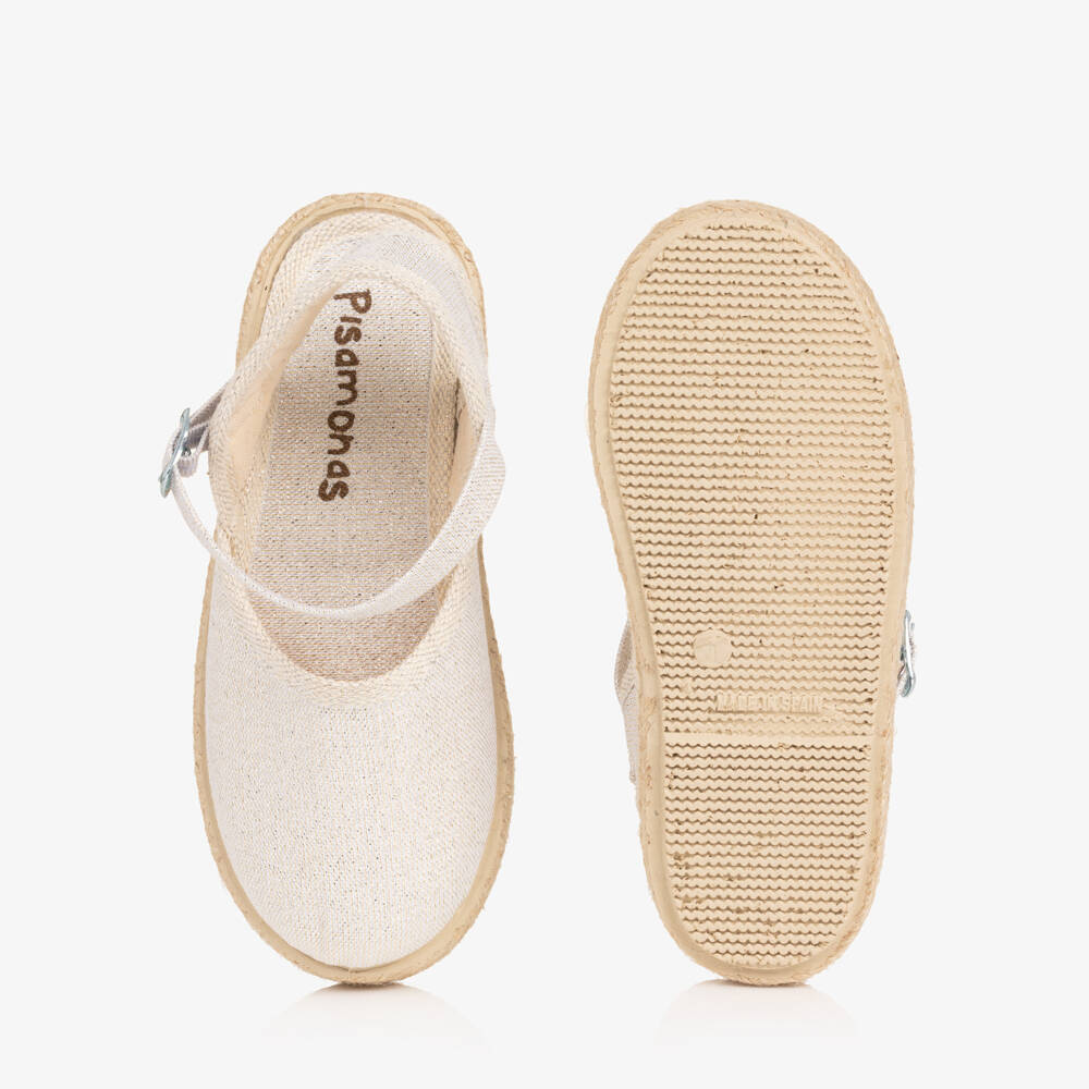 Pisamonas-Girls Sparkly Silver Espadrilles | Childrensalon