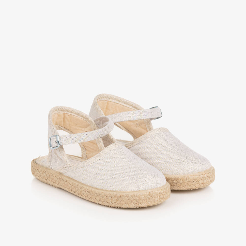 Pisamonas-Girls Sparkly Silver Espadrilles | Childrensalon