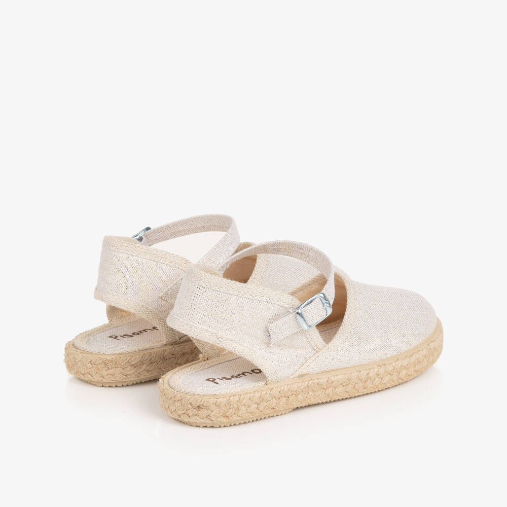 Pisamonas-Girls Sparkly Silver Espadrilles | Childrensalon