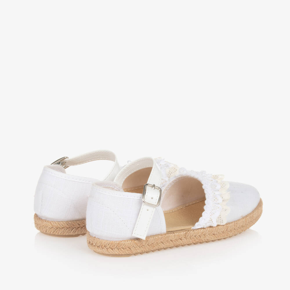 Pisamonas-Girls White Lacy Espadrilles | Childrensalon