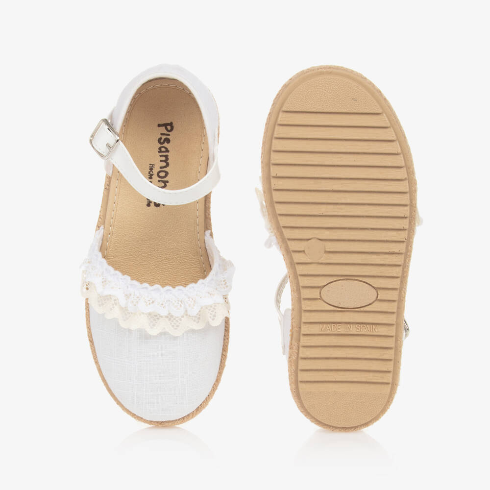 Pisamonas-Girls White Lacy Espadrilles | Childrensalon