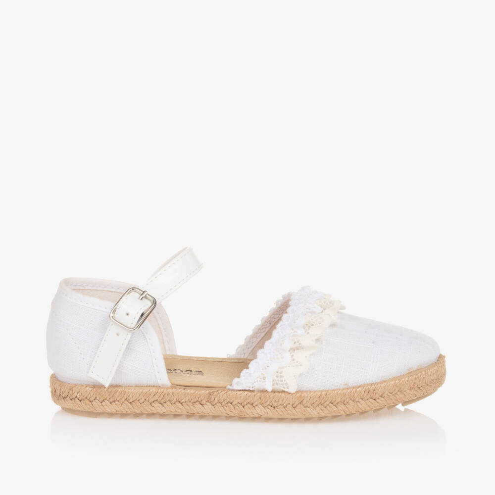 Pisamonas-Girls White Lacy Espadrilles | Childrensalon