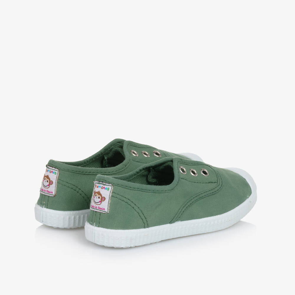 Pisamonas-Green Slip-On Canvas Trainers | Childrensalon