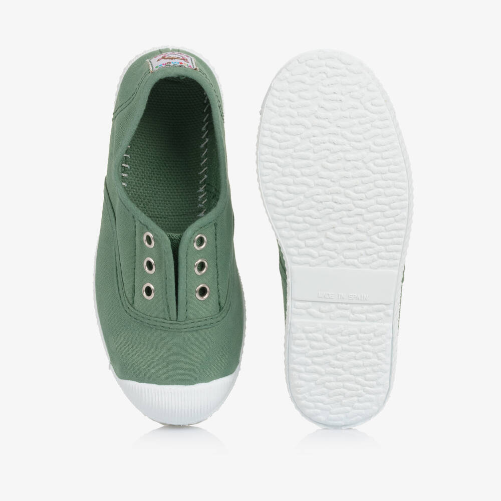 Pisamonas-Green Slip-On Canvas Trainers | Childrensalon