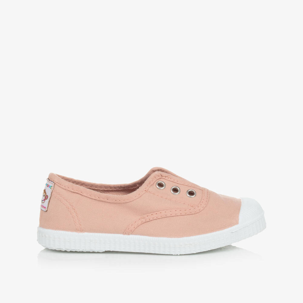 Pisamonas-Pink Canvas Slip-On Trainers | Childrensalon