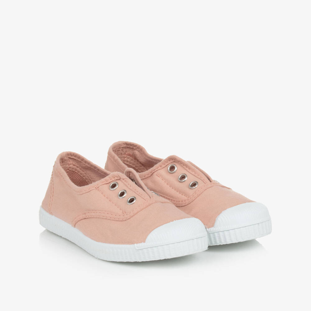 Pisamonas-Pink Canvas Slip-On Trainers | Childrensalon
