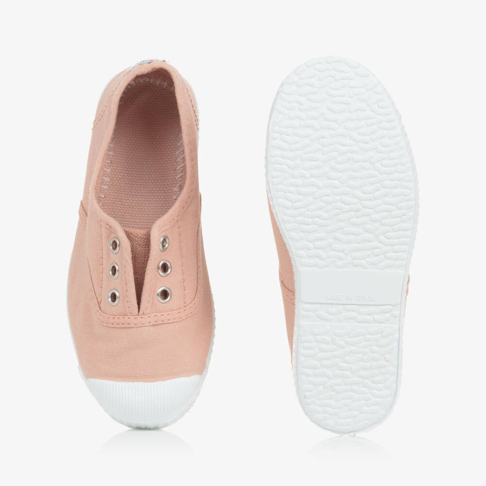 Pisamonas-Pink Canvas Slip-On Trainers | Childrensalon