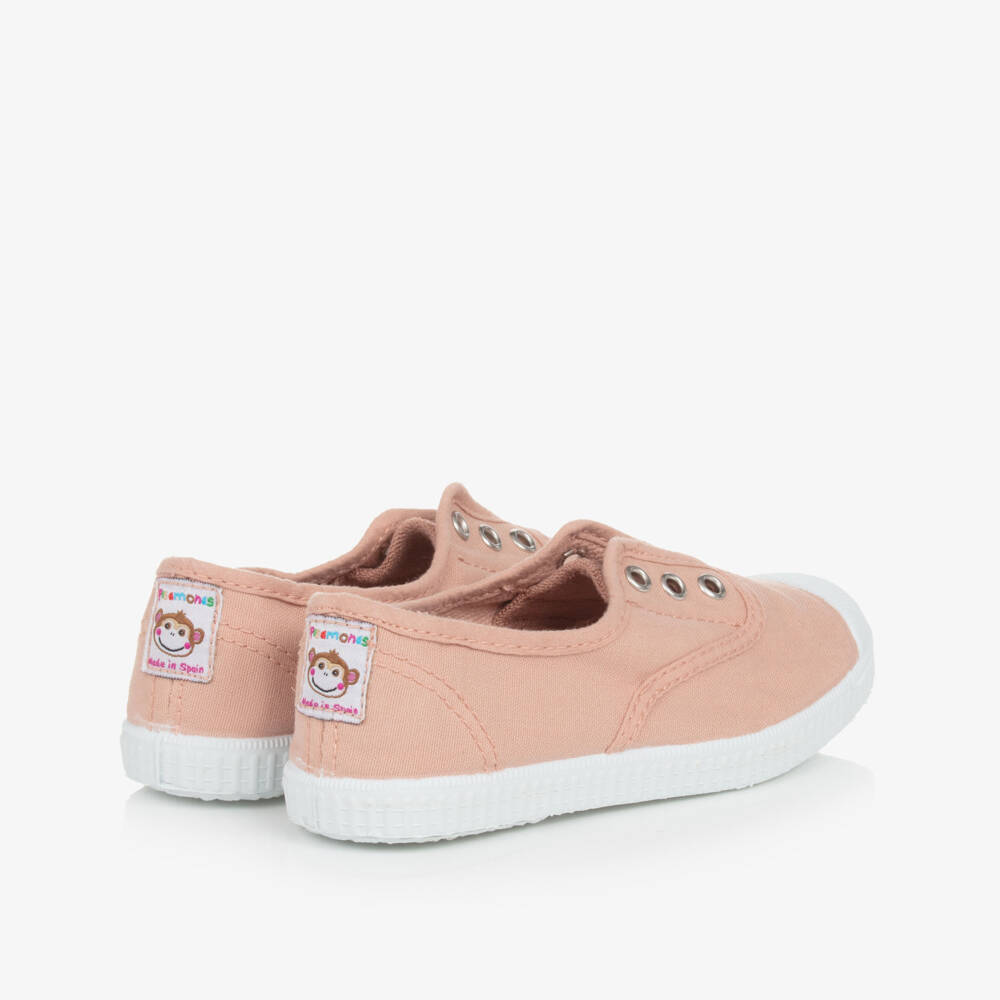 Pisamonas-Pink Canvas Slip-On Trainers | Childrensalon