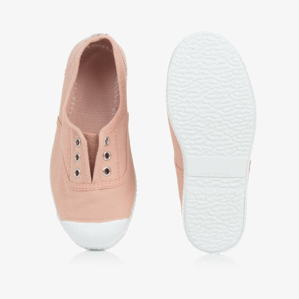 Pisamonas-Pink Canvas Slip-On Trainers | Childrensalon