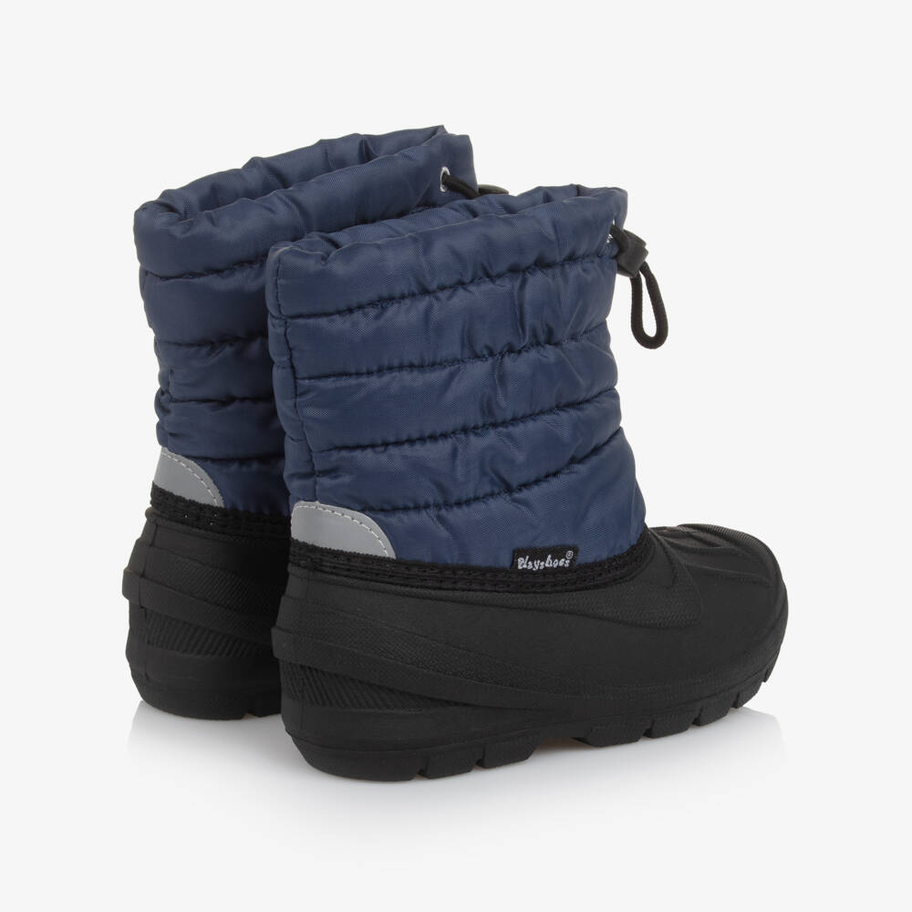 Playshoes-Blue & Black Drawstring Snow Boots | Childrensalon