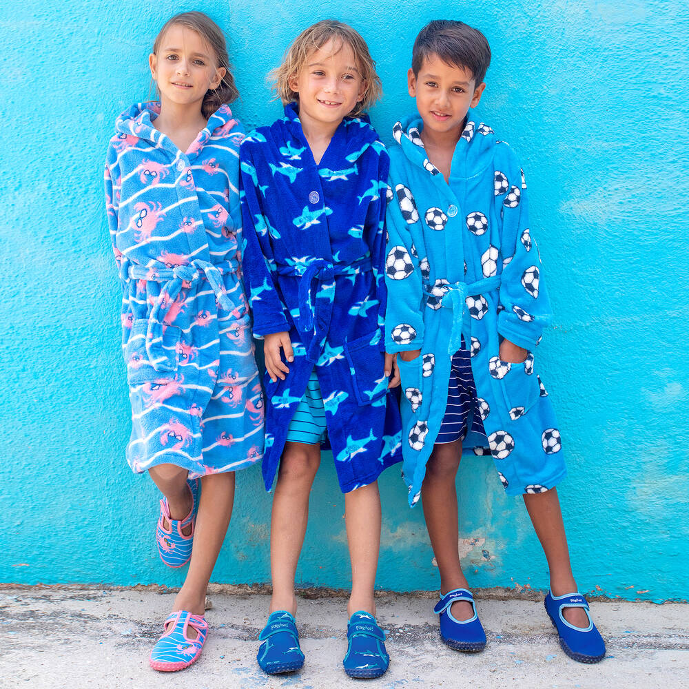 Playshoes-Blue Football Fleece Dressing Gown | Childrensalon