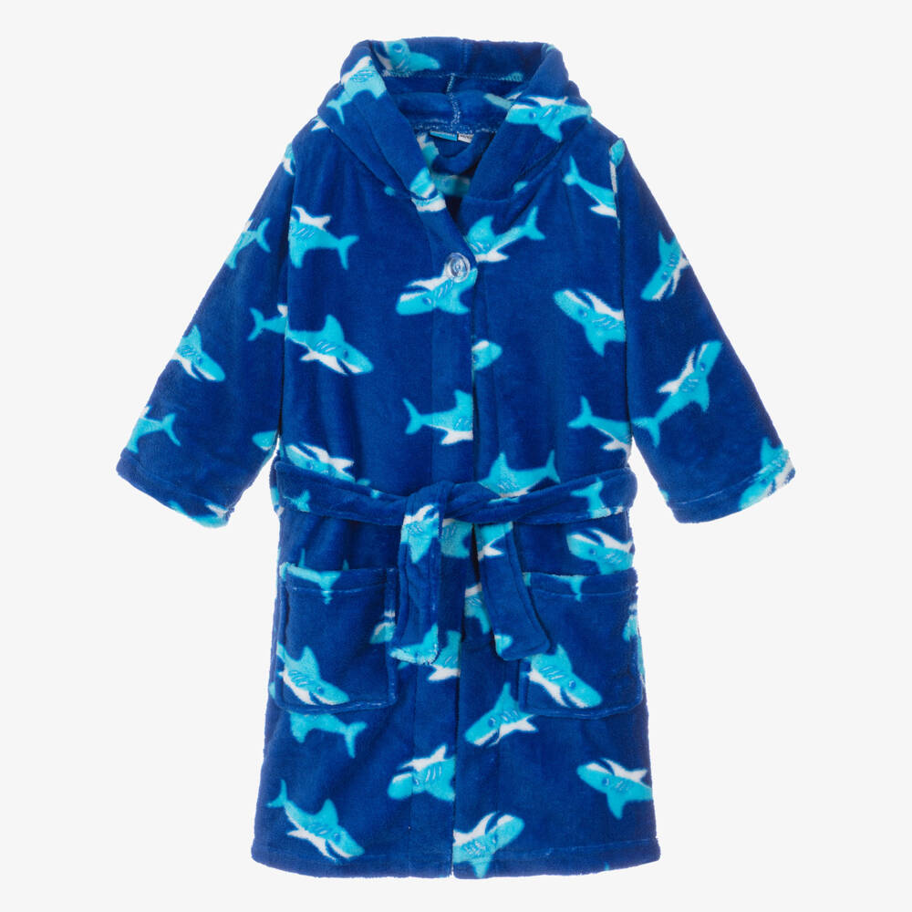 Playshoes-Синий флисовый халат с акулами | Childrensalon